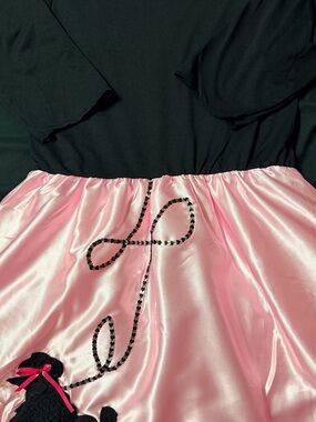 Black Top with Pink Satin Skirt and Sequin Poodle Detail
